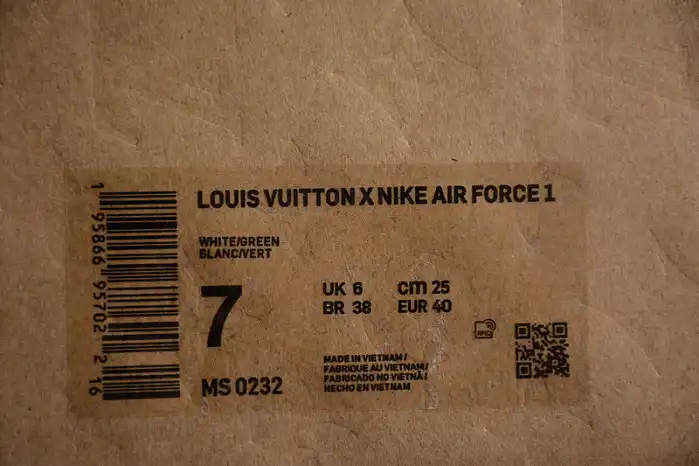 Replica HYPE Louis Vuitton Nike Air Force 1 Low By Virgil Abloh White Green MS 0232 0203